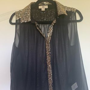 ISSI  Black sheer sequins shirt